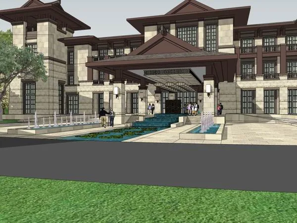 Sketchup Villa Model | Solo Villa, Southeast Asian Classical Style