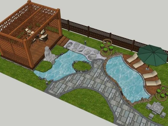 Sketchup Landscape Model | Villa Courtyard, Chinese Style