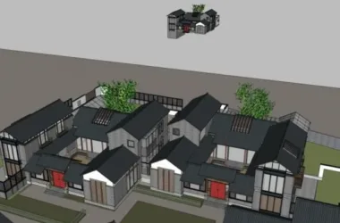 SketchUp Residential Design: Multi-Story Home with Courtyard in Chinese Style-BIM WORLD