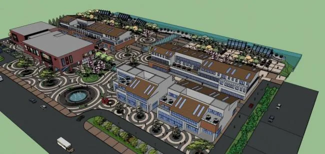 Sketchup Business Model | Multi story Commercial Street, Shopping Mall, Landscape, Modern Style
