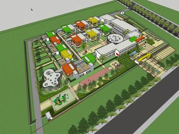 Sketchup School Model | Multi story School Kindergarten, Campus Educational Architecture, Modern Style