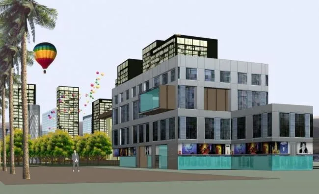 Sketchup Business Model | Multi story Commercial Building, Modern Style