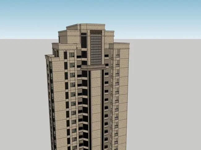 Classical Style Super Tall Residential Model in SketchUp