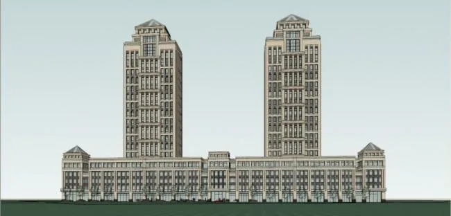 Sketchup Complex Model | Multi story Urban Complex, Residential, Commercial, Classical Style