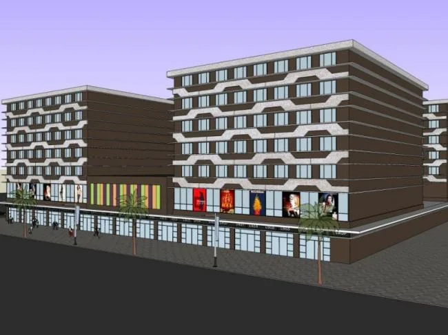 Sketchup Business Model | Multi story commercial building, modern style