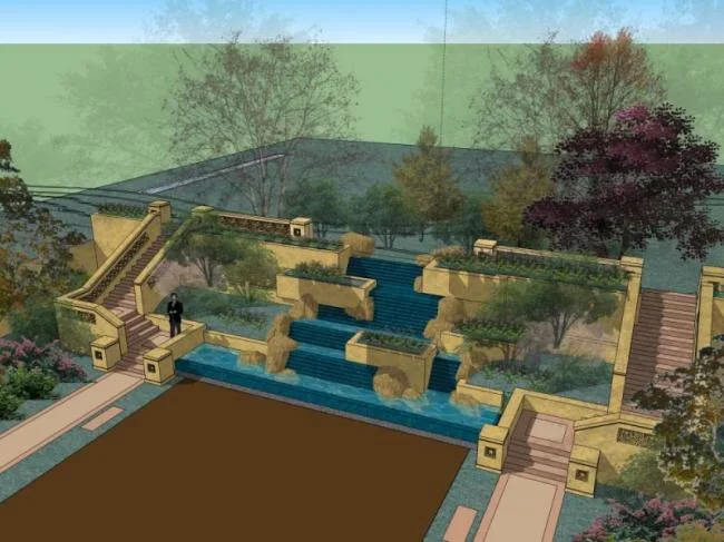 Sketchup Landscape Model | Waterfront Landscape, Classical Style