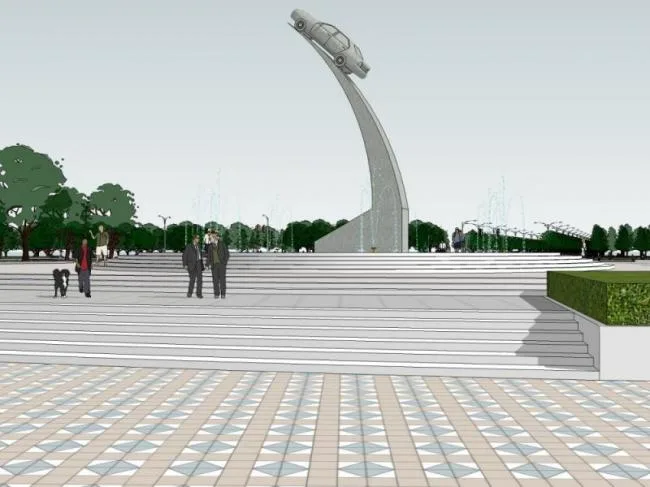 Sketchup Landscape Model | Square Landscape, Modern Style
