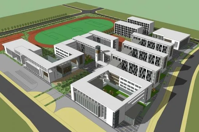 Sketchup School Model | Multi story School, Teaching Building, Playground, Modern Style, Educational Architecture, Campus Planning