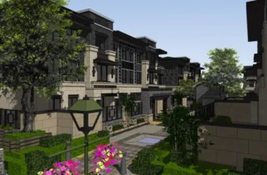 SketchUp Residential Design: Multi-Story Chinese-Style Community with Water Features, Courtyards, and Villas-BIM WORLD