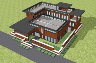 SketchUp Model: Modern Multi-Story Small Office Building and Villa-BIM WORLD