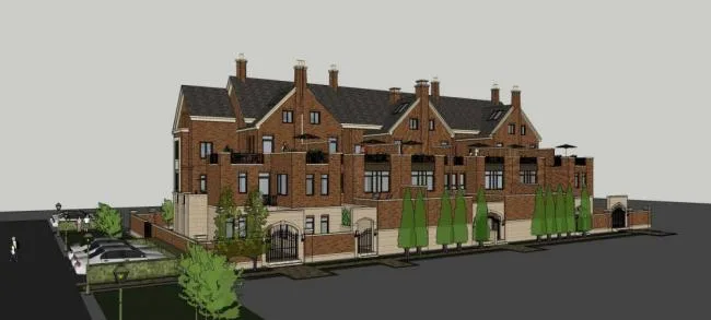 Sketchup Villa Model | Row Villa, British, Classical Style