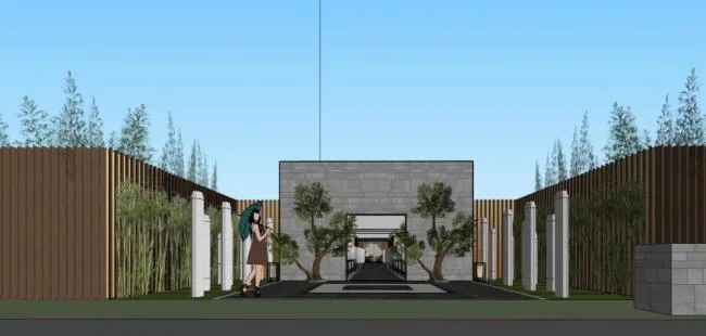 Sketchup Residential Model | Entrance of the Community, Chinese Style