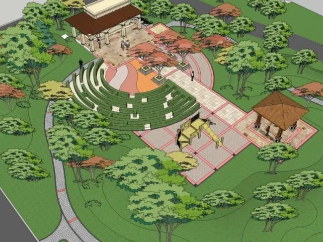 Sketchup Landscape Model | Scenic Area Landscape, Modern Style