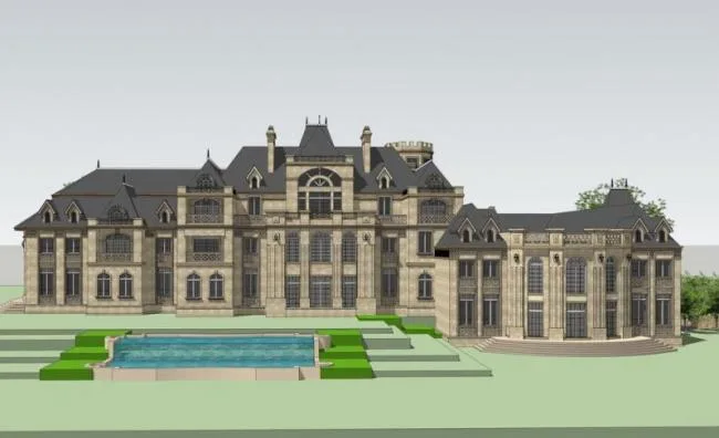 Sketchup Business Model | Multi story clubhouse, commercial building, French classical style