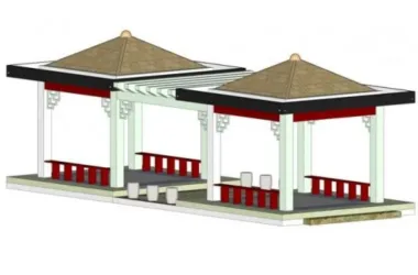 SketchUp Model: Chinese-Style Park Landscape Pavilions-BIM WORLD