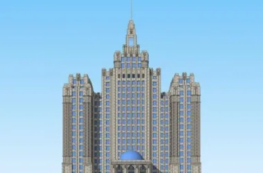 SketchUp Model of a High-Rise Office Building in Art Deco European Style-BIM WORLD
