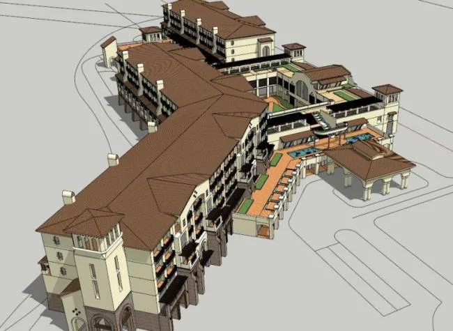 Sketchup Hotel Model | Multi story Hotel, Spanish Style, Classical Style