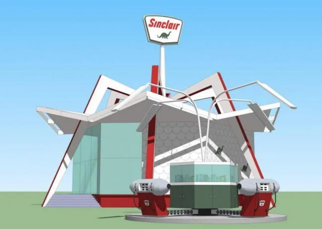Sketchup Station Road and Bridge | Small Gas Station, Transportation Building, Modern Style