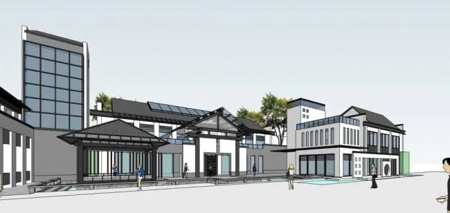 Sketchup Business Model | Multi story Commercial Club, New Chinese Style