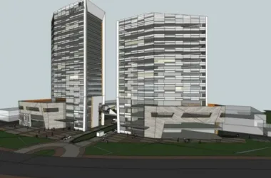 SketchUp Complex Model: Modern Multi-Story Commercial, Residential, Hotel, and Office Building-BIM WORLD