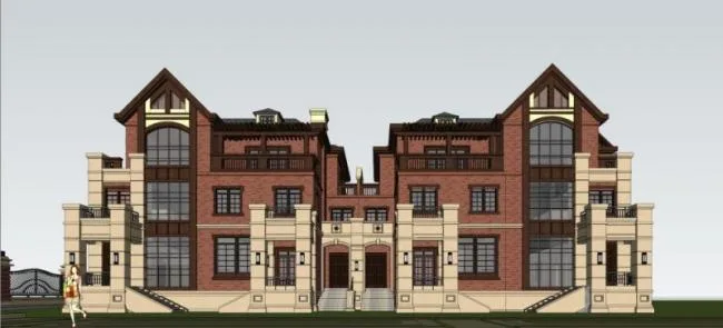 Sketchup Villa Model | Villa Area Gate, British Style