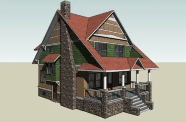 SketchUp Villa Model: Classic Solo Cottage Design-BIM WORLD