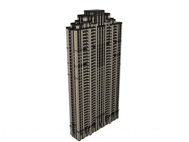 SketchUp Residential Model: Classic 40-Story High-Rise Apartment Building