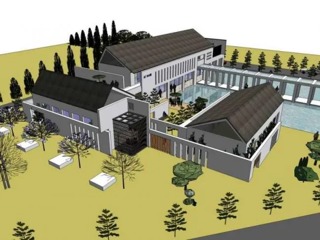 Sketchup Office Model | Hydroelectric Power Plant Office Building, Multi story, Modern Chinese Style