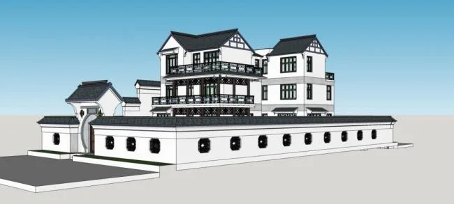 Chinese-Style Courtyard Villa Model in SketchUp