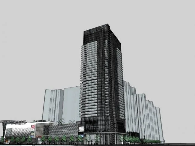 Sketchup Complex Model | Super high-rise commercial and residential complex, office, hotel, modern style