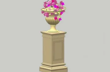 SketchUp Material Model: European Flower Bowl Landscape Sculpture Component-BIM WORLD