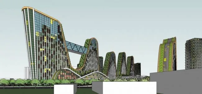 Sketchup Residential Model | High rise residential buildings, residential buildings, shopping malls, commercial podiums, modern style, ecological communities, alien shapes