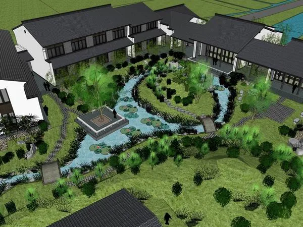 Sketchup School Model | Multi story Training Center School, Campus Educational Architecture, Chinese Style