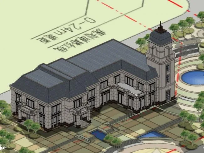Sketchup Business Model | Multi story Clubhouse, Classical Style