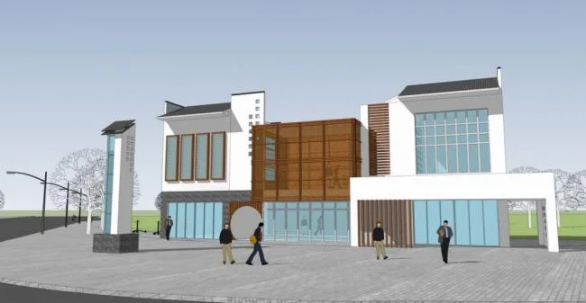 Sketchup Business Model | Multi story Clubhouse, Commercial Building, New Chinese Style