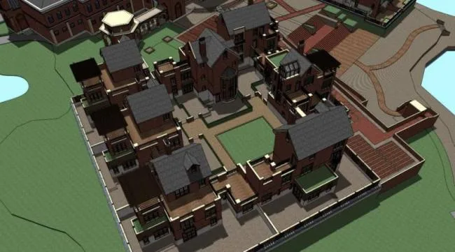 Sketchup School Model | Multi story Elementary School, Campus Educational Architecture, British Style, Classical Style