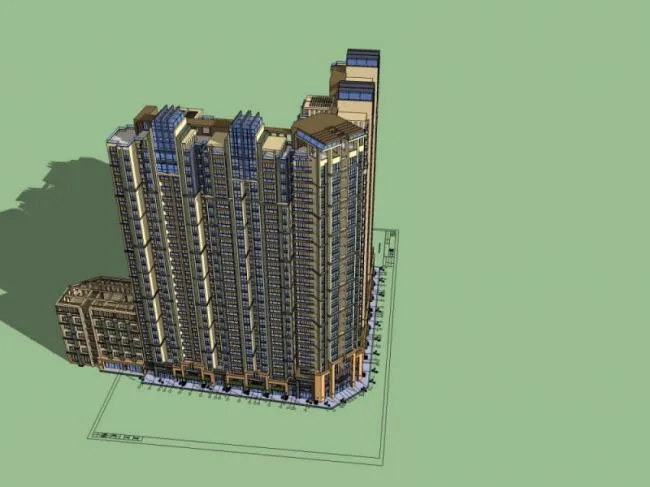 Sketchup Residential Model | Multi Story Residential Buildings, Ground Floor Commercial, Modern Style