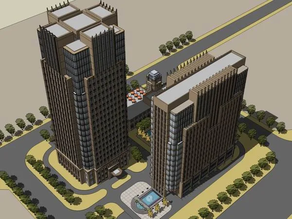 Sketchup Office Model | High rise Office Building, Office Building, Classical Style