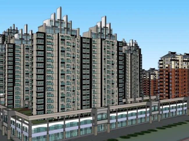 Sketchup Residential Model | High rise Residential Complex, Residential Building, Classical Style
