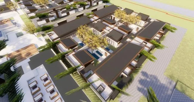 Sketchup Villa Model | Multi row Villa Cluster, Modern Style
