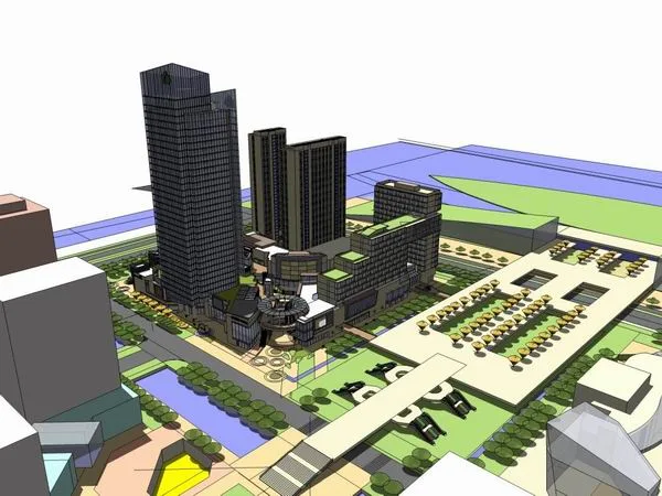Sketchup Complex Model | Multi story High rise Complex, Office Building, Residential, Ground Floor Commercial, Modern Style