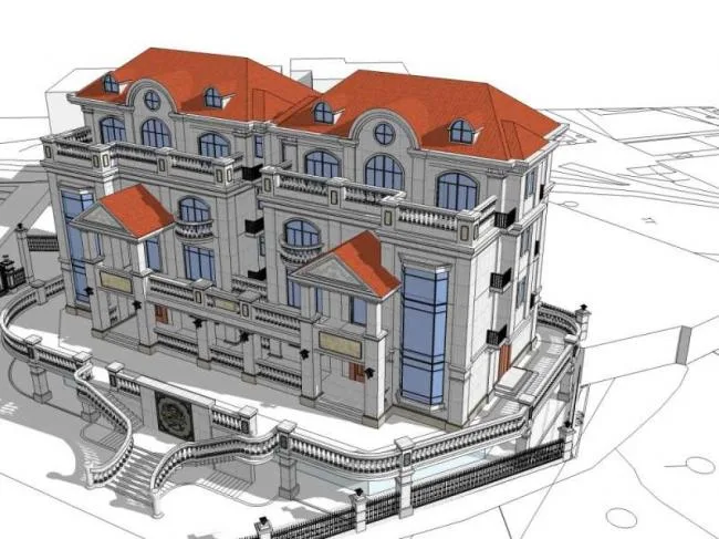 Sketchup Villa Model | Twin Villa, Classical Style