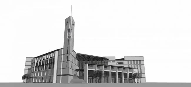 Sketchup Cultural Model | Fuzhou University Library, Multi story, Modern Style, Cultural Architecture