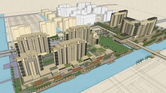 Sketchup Residential Model | High rise Residential Buildings, Ground Floor Commercial, Simplified European Style Commercial Street