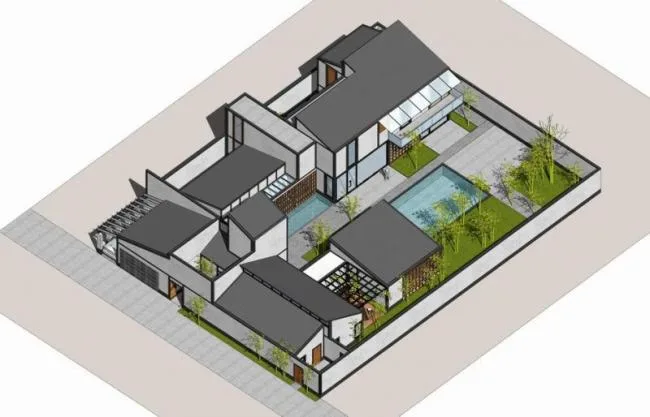 SketchUp Villa Model | Modern Chinese-Style Solo Villa