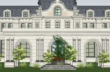 SketchUp Business Model: European Classical Low-Rise Sales Office and Clubhouse Design-BIM WORLD
