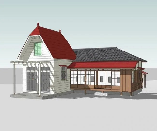 Sketchup Residential Model | Kusakabe House, Multi story Residence, Residential Building, Classical Style