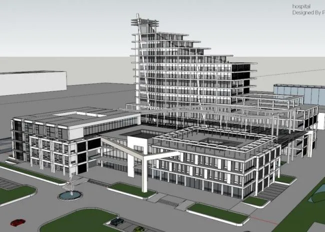 Modern Multi-Story Office Building Model in SketchUp