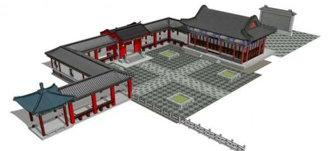 Sketchup Villa Model | Siheyuan Villa, Chinese Style