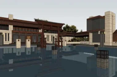 SketchUp Business Model: Modern Low-Level Clubhouse Design-BIM WORLD
